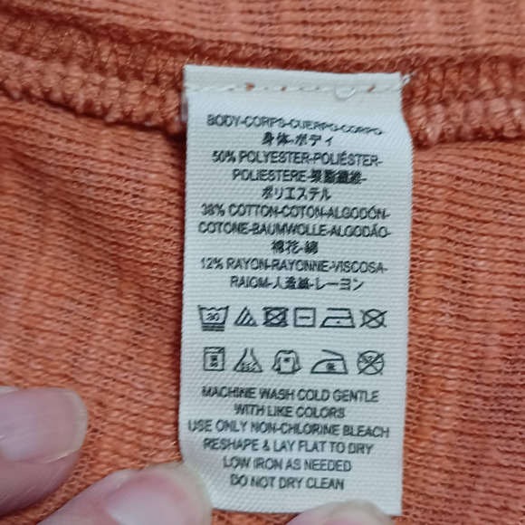 We The Free Size XS Long Sleeve Split Back Turtleneck Raw Seams Rust Orange - Picture 6 of 8